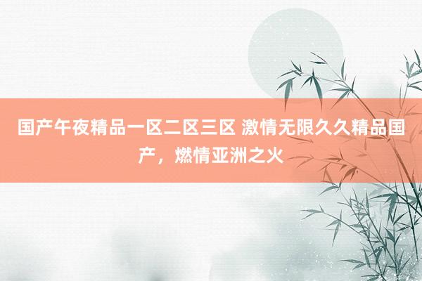 国产午夜精品一区二区三区 激情无限久久精品国产，燃情亚洲之火