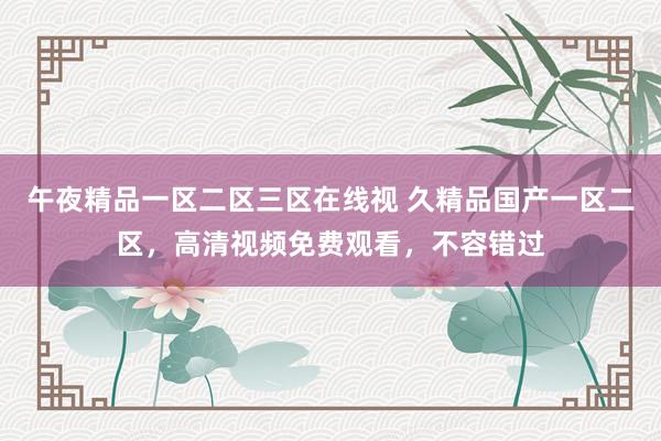 午夜精品一区二区三区在线视 久精品国产一区二区，高清视频免费观看，不容错过