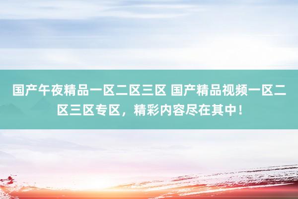 国产午夜精品一区二区三区 国产精品视频一区二区三区专区，精彩内容尽在其中！
