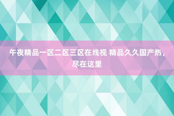 午夜精品一区二区三区在线视 精品久久国产热，尽在这里
